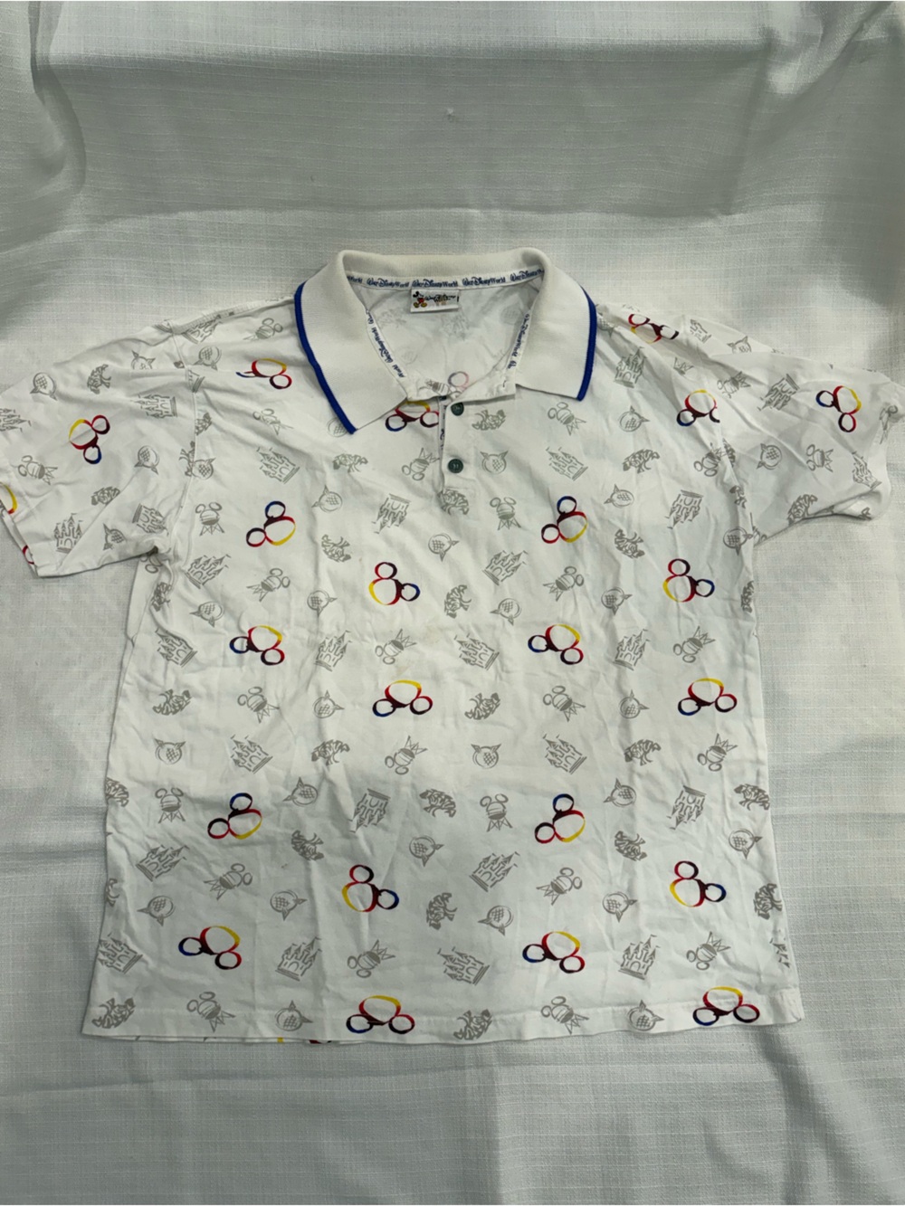 White Polo Shirt with Disneyworld Mickey Mouse print